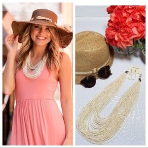 Ivory Beaded Necklace & Earrings